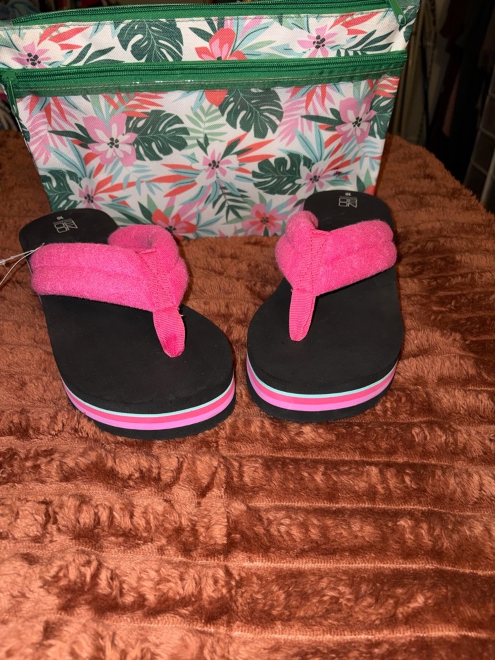 Pink Terry Cloth Platform Flip Flop Sandals